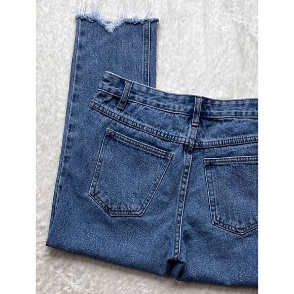 MUSELOOKS High Rise Distressed Raw Hem Cropped Jeans, Size Small - Picture 13 of 14